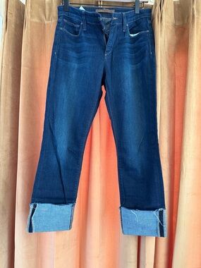 Joe's Jeans Dark Blue Cuffed Cropped Straight Jeans